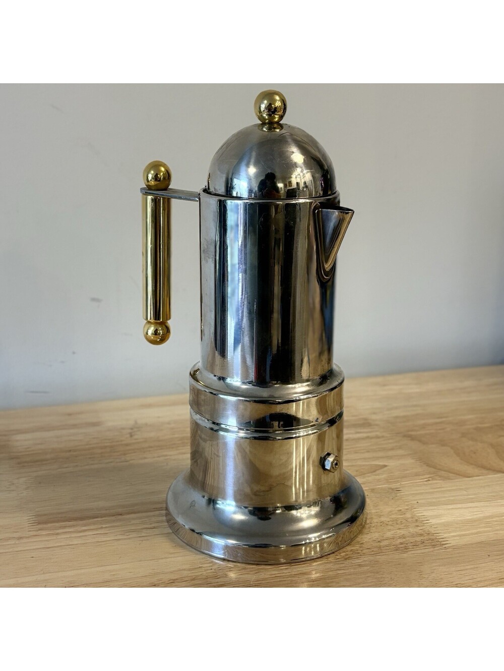 Vintage Vev Vigano Kontessa Oro 4-Cup Stovetop Espresso Maker Italy Gold 18/10